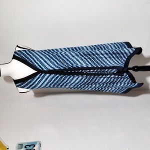 Coco Reef Asymmetrical Hem Striped Blue, Black and White Dress Size M